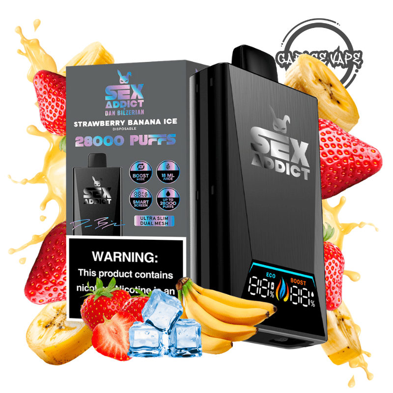 Sex Addict Vape Tobacco-Free Nicotine Nicotine STR8 Up Strawberry Banana  Iced Salt By Flavour Beast